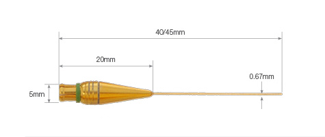 英國PA NH0200針式水聽器，0.2毫米針水聽器尺寸圖